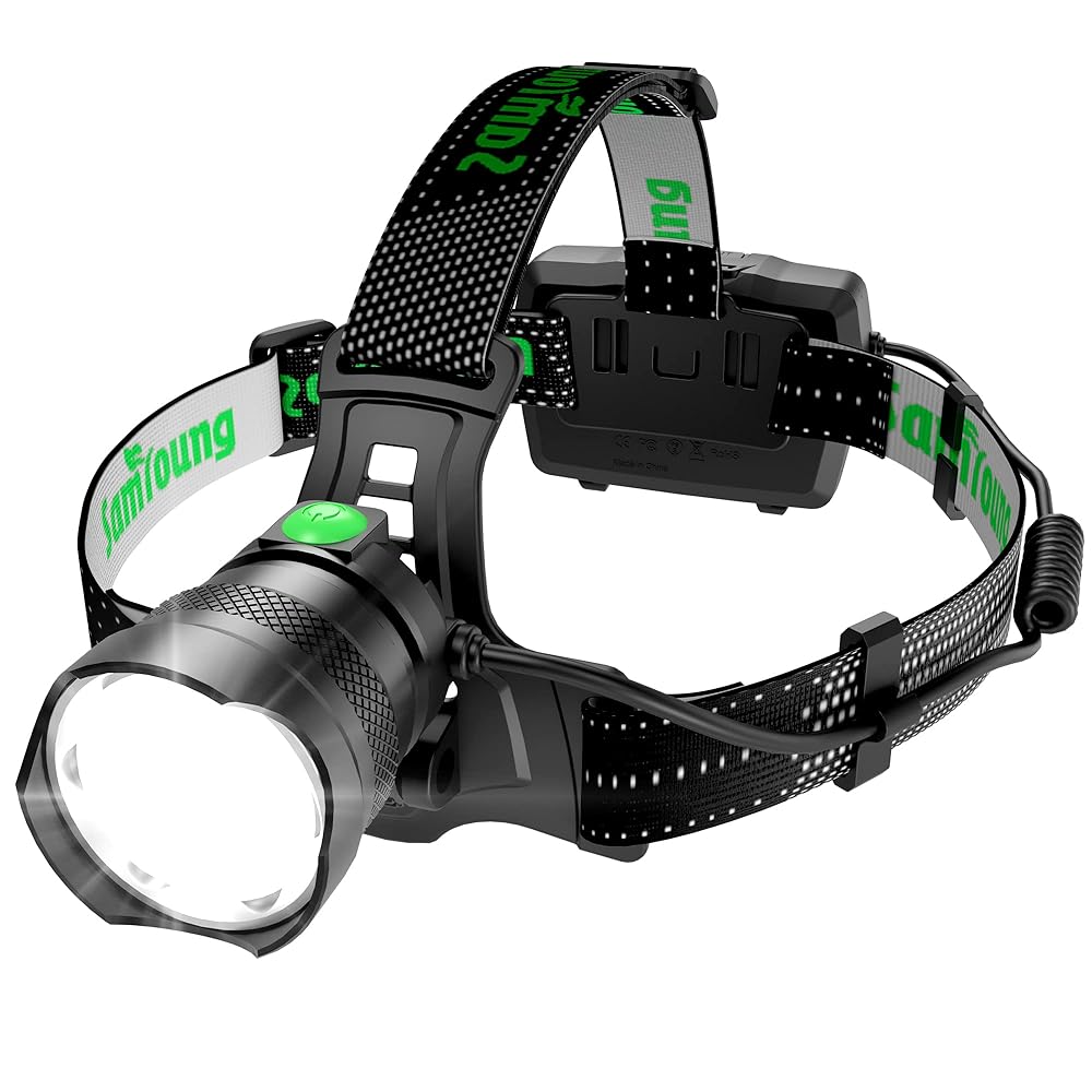 100000 LM Headlamp Induction Function, 7 Modes 50h Long Lasting Battery Life Head Lamp, IP67 Waterproof Zoom LED Headlamp, 90°Angle Adjustable for Outdoor Indoor Camping Running Hunting Car Repair