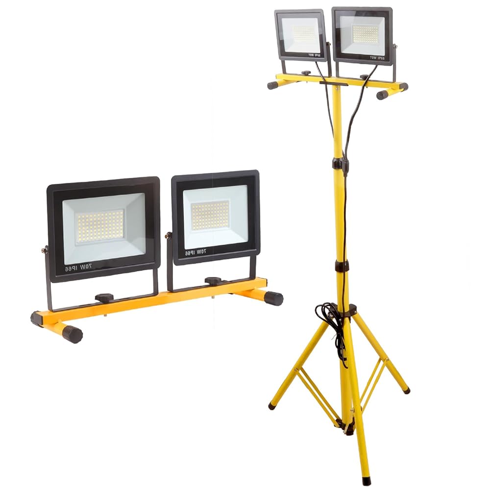 21000 Lumen Work Lights with Stand, 2 Adjustable Head LED Work Light, with Adjustable and Foldable Tripod Stand, Waterproof Lamp with Individual Switch with 6500 Kelvin Color Temperature