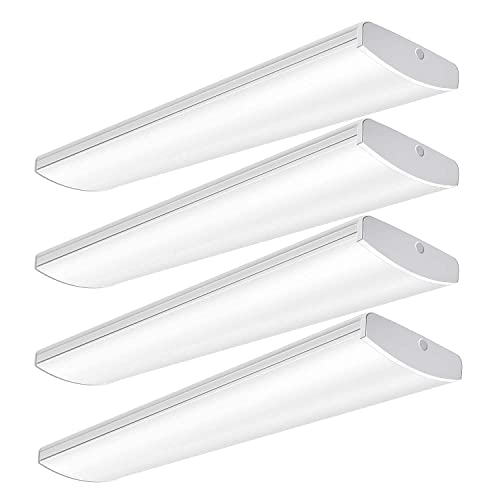 AntLux 72W Commercial LED Wraparound Fixture 4FT Office Ceiling Lighting, 8500 Lumens, 4000K, 4 Foot Low Bay Flush Mount Garage Shop Lights, Integrated Wrap Light, Fluorescent Tube Replacement, 4 Pack