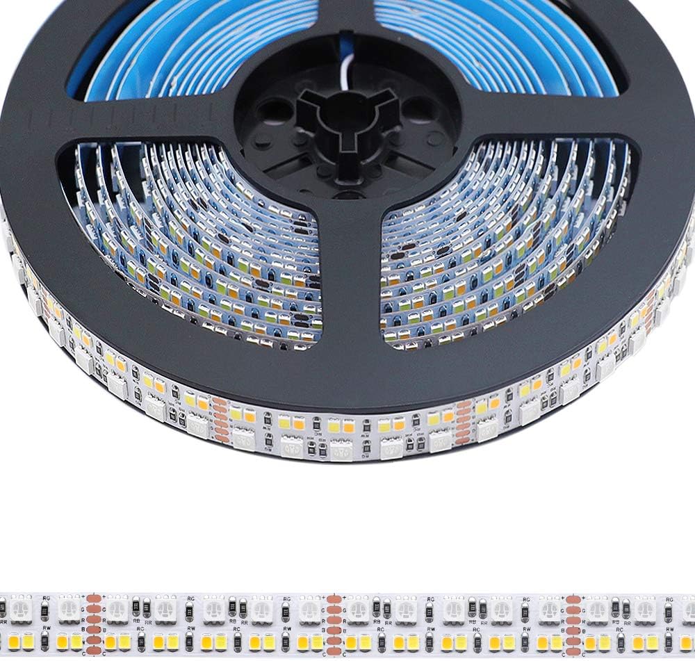 Brightest RGB+CCT Flexible led Strip Lights 270LEDs/Meter 5050 RGB + 2835 Warm White Daylight White Double Row Super Bright RGBWW Non-Waterproof Flexible LED Tape Light(DC24V 5meter/16.4ft)