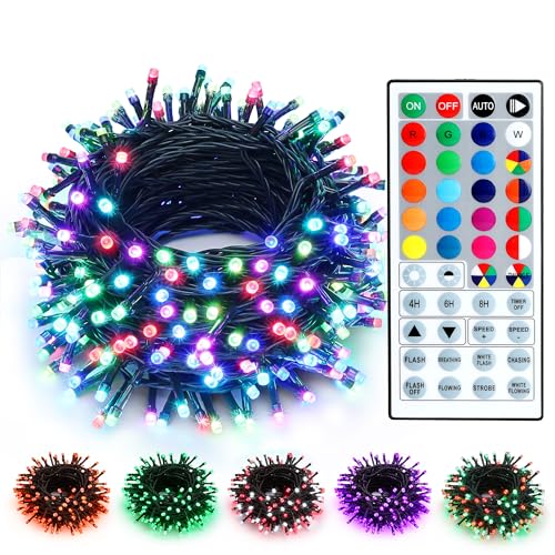 Brizled Color Changing Christmas Lights, 66ft 200 LED RGB String Lights with Remote, Dimmable Outdoor Christmas Lights, Mini Christmas Tree Lights Indoor, Plugin Xmas Lights for Xmas Tree Party Decor