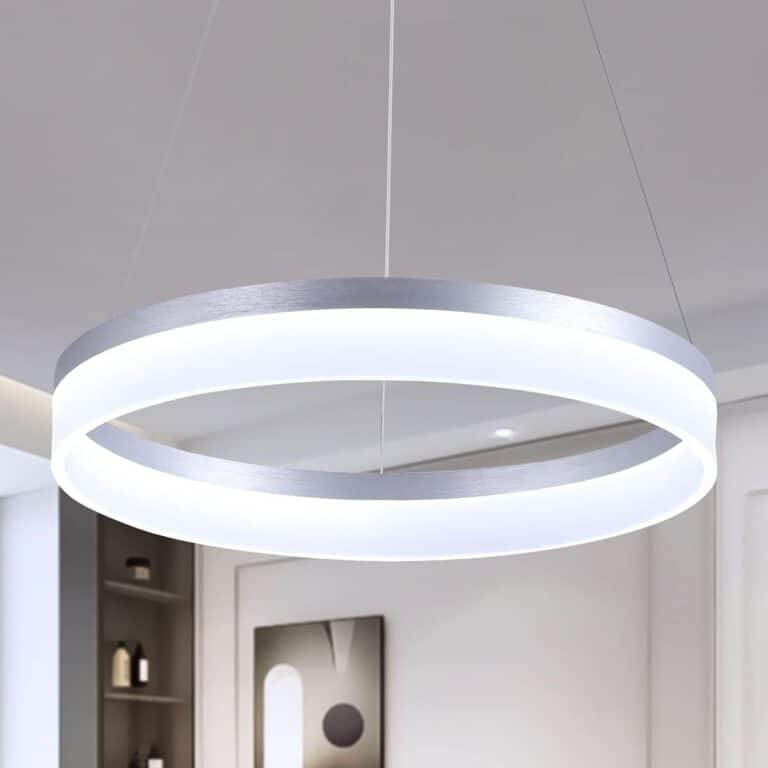 Buccleuch Modern LED Pendant Light 19.7" Dimmable Circular LED Chandelier 1 Ring, Hanging Pendant Light Fixture for Kitchen Island Dining Room Living Room Foyer Entry Restaurant, 6500K, Silver