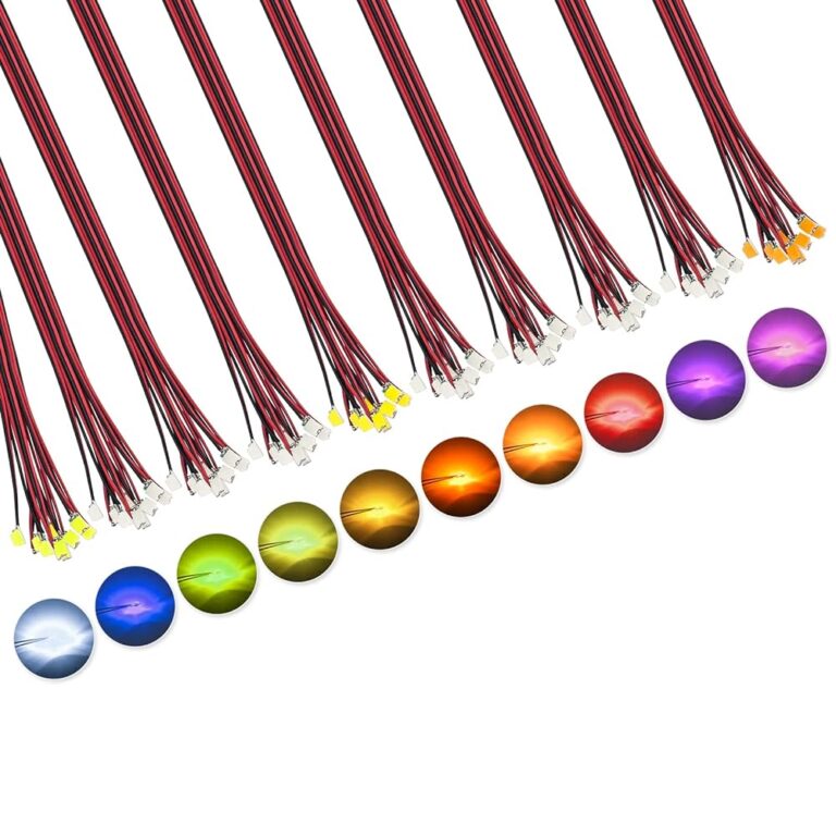 DiCUNO 100pcs Pre-Wired SMD 0805 Light Emitting Diodes, Pre-soldered Micro LED for DIY, Science Projects, Wire Length 16cm (6.3"), Red/Yellow/Green/Blue/UV/Pink/Orange/White/Chartreuse/Warm White