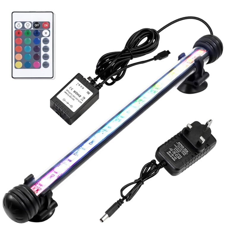 DOCEAN Aquarium Light, Submersible RGB Fish Tank Light with IR Remote Control, Color Changing LED Lamp, 2W/100-240V, Premium Acrylic Underwater Aquarium Lamp for Aquarium/Fish Tank( 7inch/18cm)
