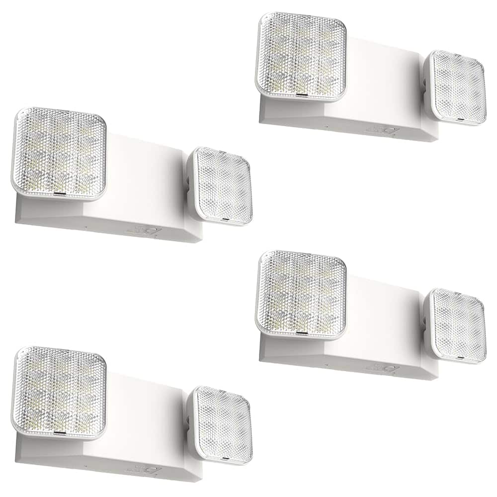 FREELICHT 4 Pack LED Emergency Lights for Business, with Battery Backup, Two Head Adjustable LED Emergency Square Lighting, UL 924 Certified