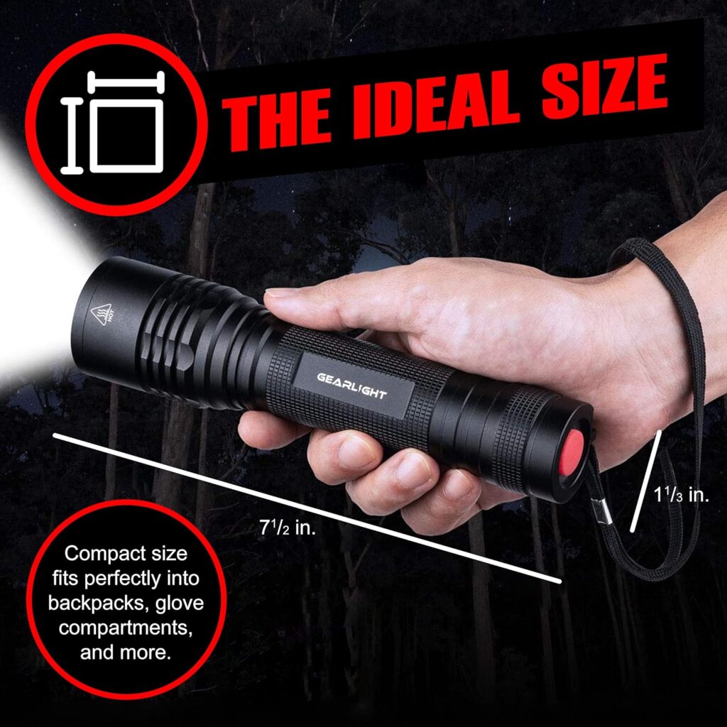 GearLight S2000 LED Flashlight High Lumens - Super Bright, Powerful, Mid-Size Tactical Flashlight for Outdoor Activity  Emergency Use - Stocking Stuffer Christmas Gifts for Men