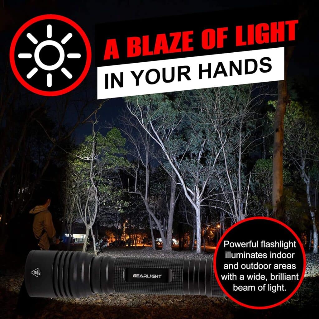 GearLight S2000 LED Flashlight High Lumens - Super Bright, Powerful, Mid-Size Tactical Flashlight for Outdoor Activity  Emergency Use - Stocking Stuffer Christmas Gifts for Men