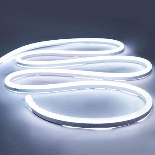 iNextStation Neon LED Strip Lights 16.4ft/5m Neon Light Strip 12V Silicone LED Neon Rope Light Waterproof Flexible LED Lights for Bedroom Party Festival Decor, White (Power Adapter not Included)