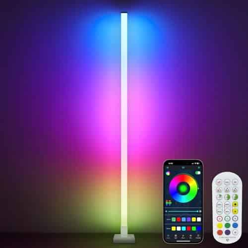 LED Floor Lamp - Corner RGB Floor Lamp with Music Sync, Color Changing Standing Lamp with Remote & App Control, Ambiance Corner Lamp w/ 16 Million Color DIY & Timer for Living Room Bedroom Gaming Room