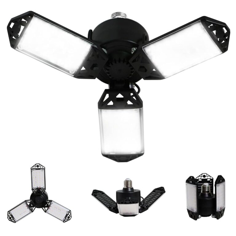 LED Garage Light, 80W 8000 Lumen Ceiling Lights with 3 Adjustable Panels, 6500K Daylight Light Bulb Fixture LED Lights for Garage, Workshop