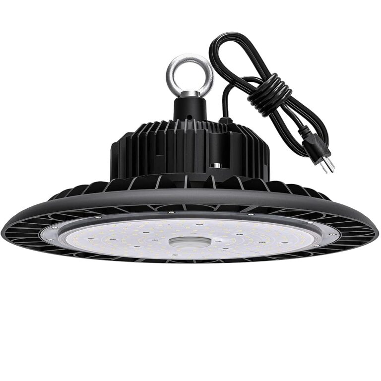 LED High Bay Light 150W 21000 LM with US Plug 5ft Cable, 5000K Daylight, IP65 Waterproof, Non-Dim, UFO Commercial Warehouse Workshop Factory Barn Garage Lowbay Area Lighting Fixture