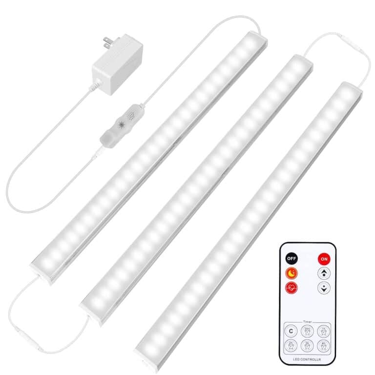 Maylit Under Cabinet Lights Plug in, 3 Pcs 12 Inch Ultra Thin Under Cabinet Lighting, Super Bright Daylight White Under Counter Lights for Kitchen, Dimmable Light for Cabinet, Counter, Workbench, Desk