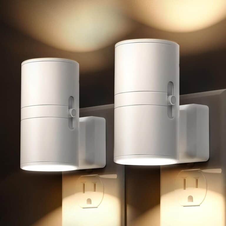 Night Light Plug in, LOHAS Modern Night Light with Light Sensor, 0-100LM, Soft White 3000K, Dimmable Night Lights with White Shade for Hallway Bedroom Stairway, 2 Pack