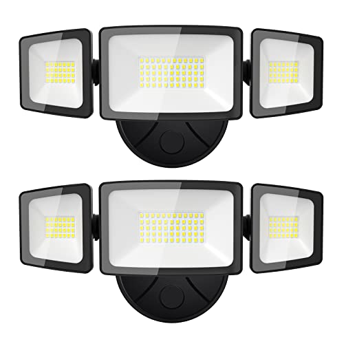 Olafus 55W Flood Lights Outdoor 2 Pack, Switch Controlled LED Security Lights 5500LM, 6500K Outside Floodlight, IP65 Waterproof Exterior Light Fixture for House, Yard, Garage, Wall/Eave Mount Black