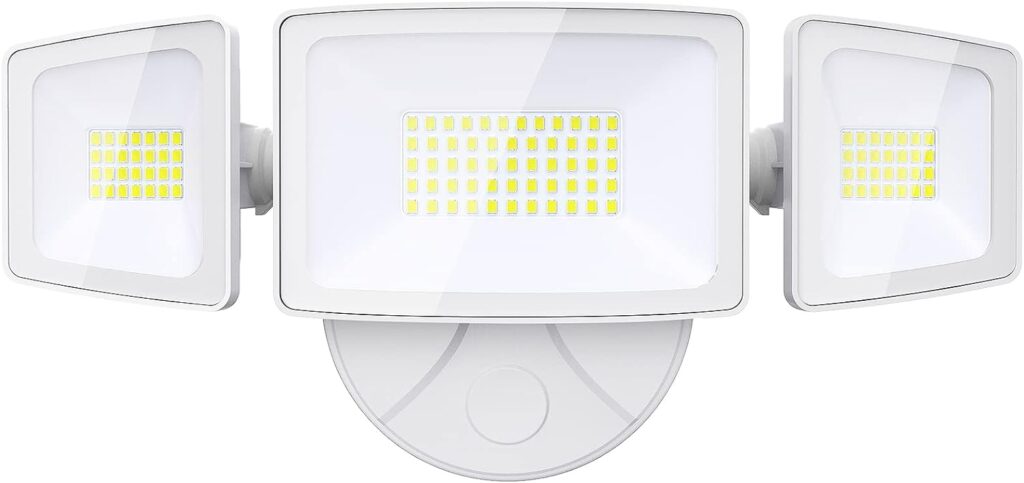 Onforu 55W LED Security Light, 5500LM Outdoor Flood Lights Fixture with 3 Adjustable Heads, IP65 Waterproof, 6500K White Super Bright Exterior Wall Mount Security Light for Eave, Yard, Garden, Porch