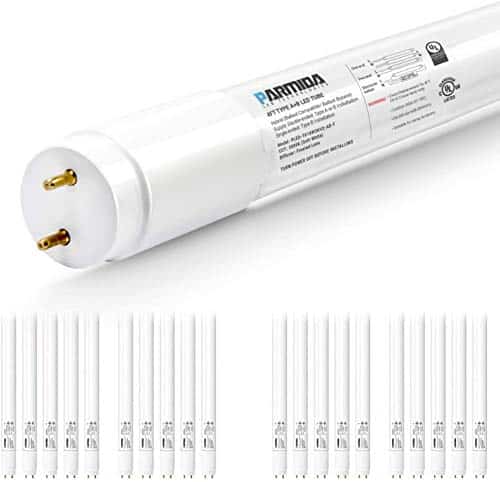 PARMIDA 20-Pack 4FT LED T8 Hybrid Type A+B Light Tube, 18W, Plug & Play or Ballast Bypass, Single-Ended OR Double-Ended Connection, 2200lm, Frosted Cover, T8 T10 T12, UL - 5000K