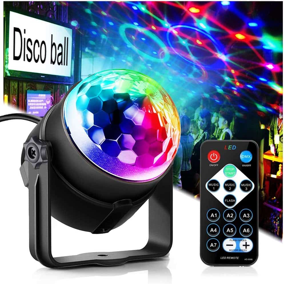 Party Lights, Dj Rave Lights Led Strobe Lights Sound Activated Stage Lights Projected Effect Dancing Lights Remote Control for Birthday Xmas Wedding Bar Kids Christmas-1 Pack