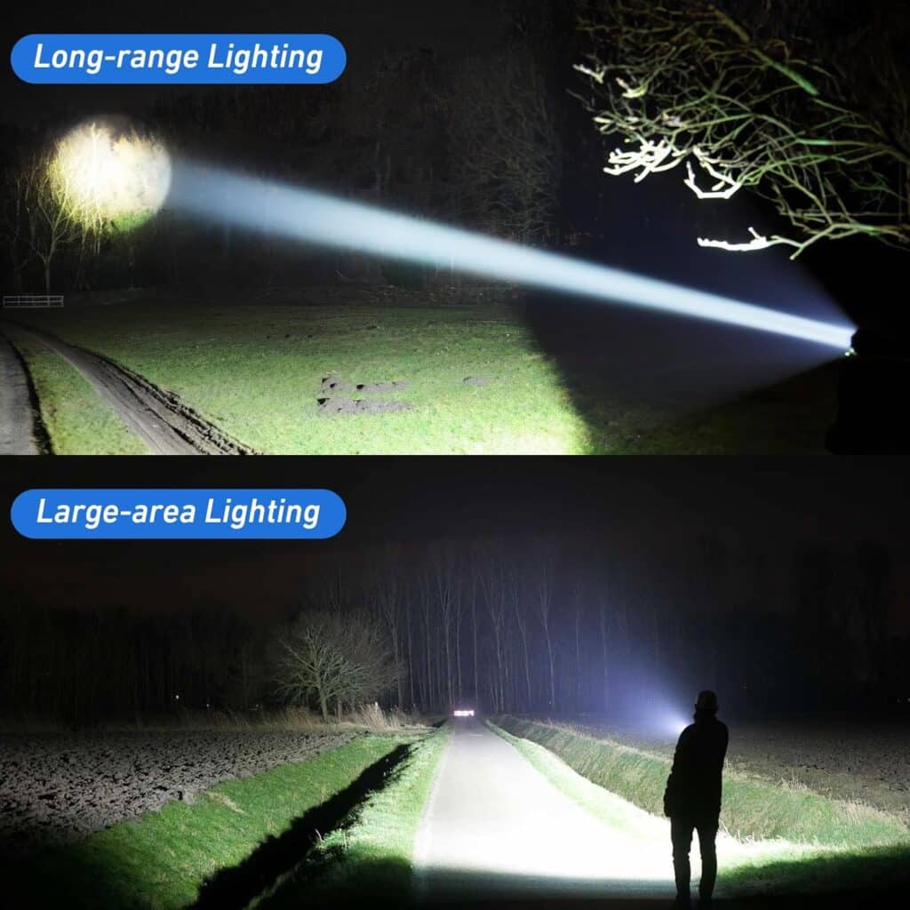 Rechargeable Flashlights High Lumens, 900,000 Lumens Super Bright LED Flashlight,Powerful Flash Light with 5 Modes, Waterproof flashlights for Camping Outdoor Emergency Hiking