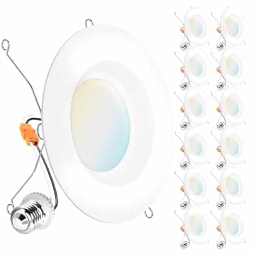 Sunco 12 Pack 5CCT Retrofit LED Recessed Lighting 6 Inch, 2700K/3000K/3500K/4000K/5000K Selectable, Dimmable Can Lights, Smooth Trim, 13W=75W, 965 LM, Damp Rated - UL Energy Star Listed