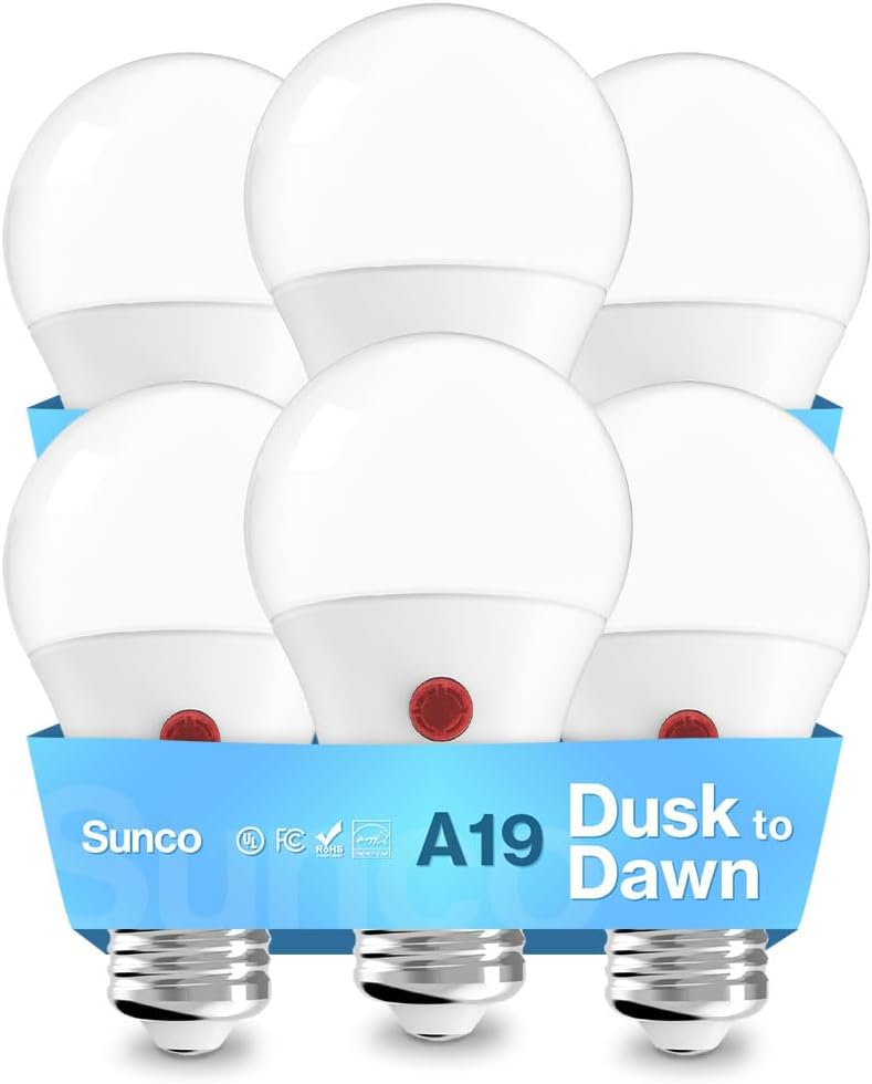 Sunco Lighting A19 Dusk-to-Dawn LED Bulb - 6 Pack