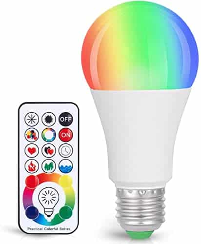 SUNNEST LED Color Changing Light Bulb Christmas, 900LM Dimmable E26 10W (60W Equivalent) RGBW, Mood Light Bulb with Timing Remote, 120 Colors Screw Base Lights for Home Decor, Bedroom, Stage, Party