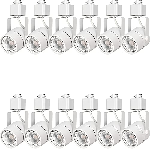 SUNVIE 12 Pack Dimmable LED Track Lighting Heads H Type Track Light Replacement Fixtures, 3000K Warm White LED Track Light with GU10 LED Bulbs for Accent Wall Art Exhibition, White Track Lights 5 W