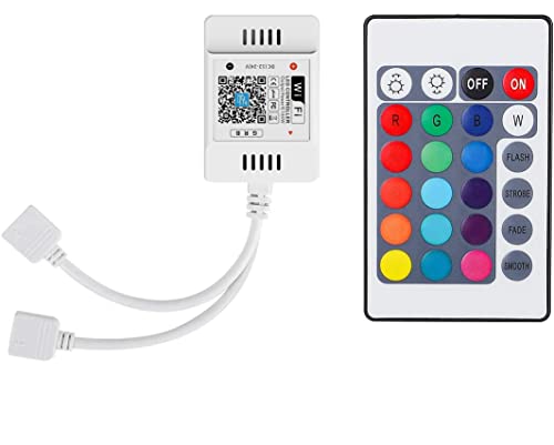 SUPERNIGHT RGB Controller, 2-Ports WiFi LED Controller works with Alexa/Google Assistant/IFTTT, Compatible with Android/iOS System for 5050 3528 2835 LED Strips, DC5-28V Wireless Smart Controller