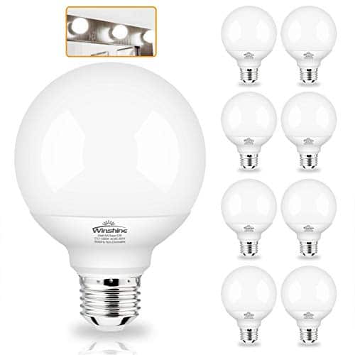 winshine G25 Globe Light Bulbs, 8 Pack LED Vanity Light 5000K Daylight for Bathroom Vanity Makeup Mirror, LED Bedroom Lights E26 Medium Screw Base 5W 60W Equivalent,500LM, Non-dimmable