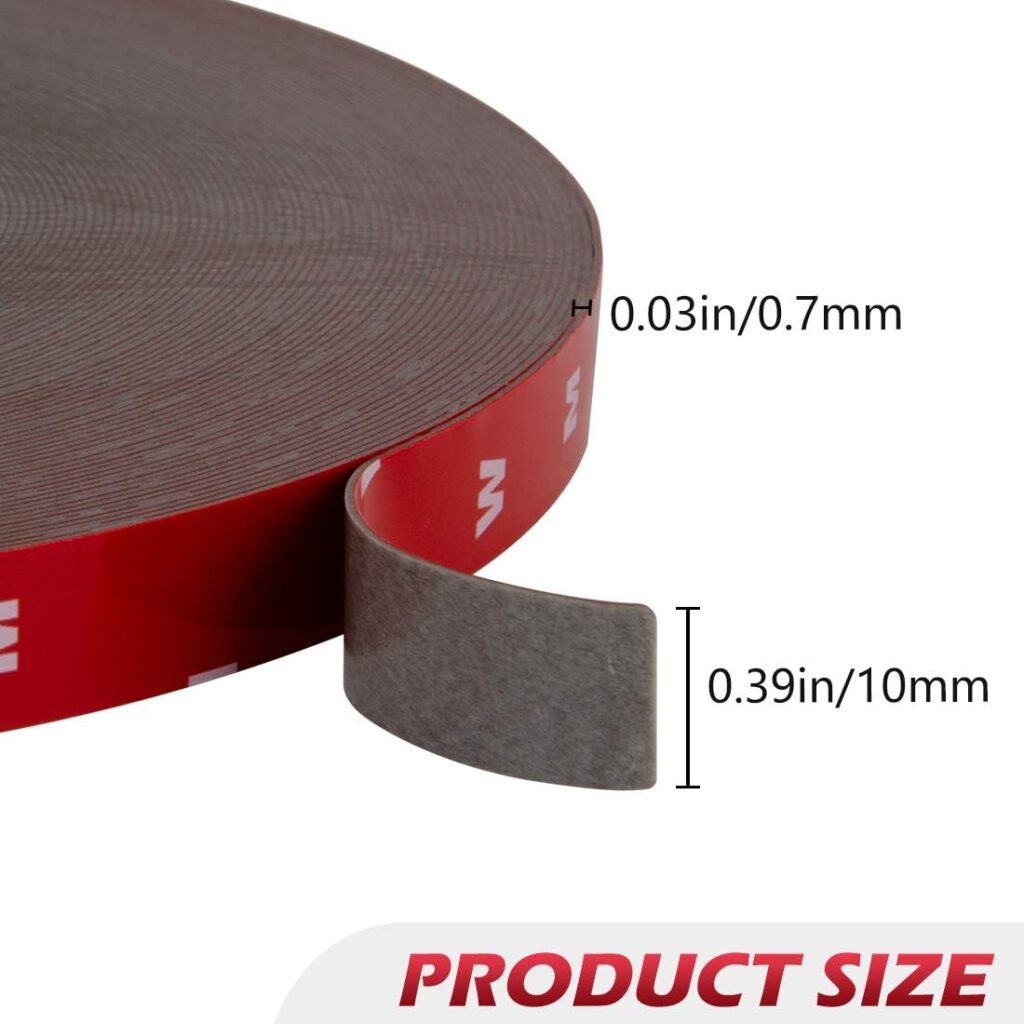 108 Ft Double Sided Tape,3m Mounting Adhesive Tape Heavy Duty, Foam Tape, LED Strip Lights, Home Decor, Office Decor (0.39In, Black)