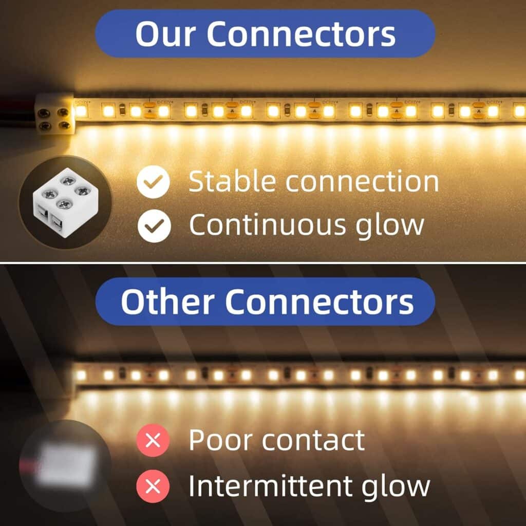 20 PCS 2-Pin 8mm Solderless LED Strip Connectors, Reliable and Easy-to-Install, Solidly Connected LED Light Connectors