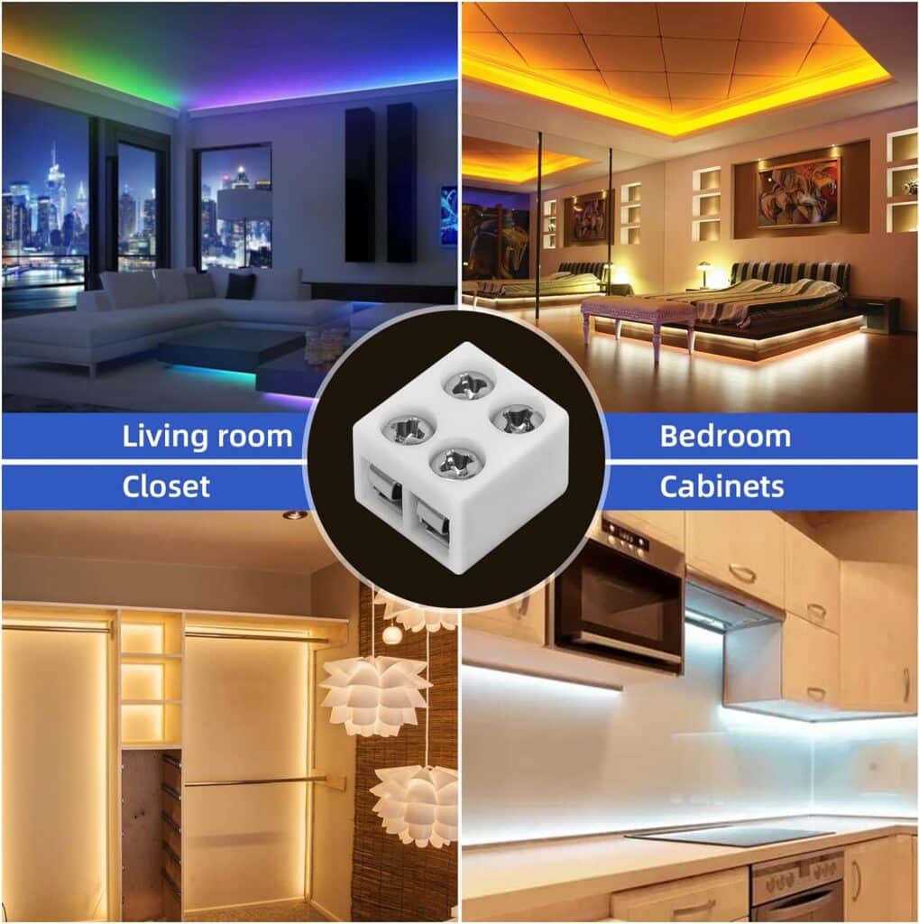 20 PCS 2-Pin 8mm Solderless LED Strip Connectors, Reliable and Easy-to-Install, Solidly Connected LED Light Connectors