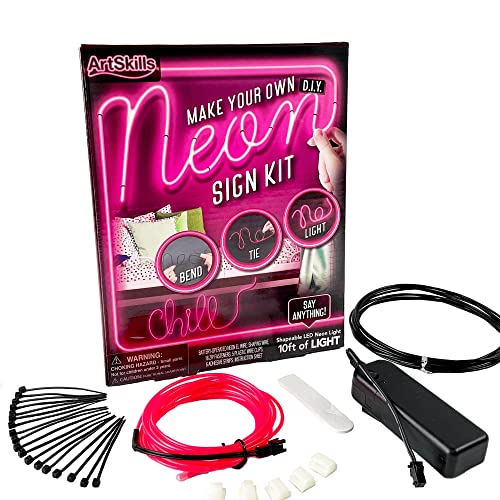 ArtSkills Make Your Own Neon Sign Kit, Pink Neon Lights for Bedroom Décor, Wall Décor, LED Flexible Light Strip for Custom Neon Signs