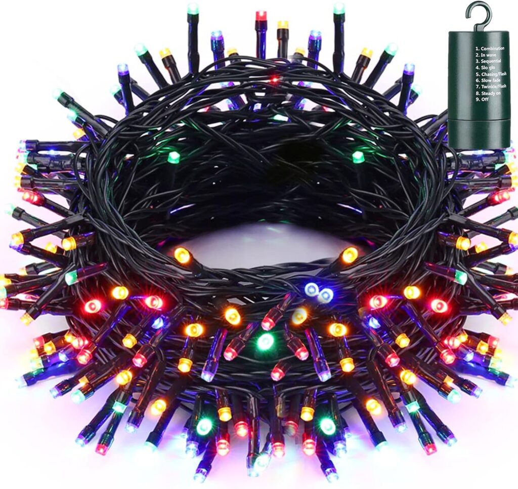 Battery Christmas Lights - 68.9ft 200 LED 8 Modes Battery Operated String Lights, Timer, Waterproof Battery Fairy Lights for Christmas Decorations, Garden, Party, Xmas Tree Decorations (Multicolor)