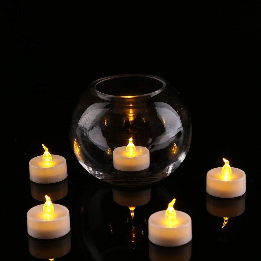 Battery tealights ,12 Pack Realistic and Bright Flickering Last 200 hours Longer Battery Operated Flameless LED Tea Lights candles for Holiday, Weddings, Birthdays,Halloween,Christmas(Warm Yellow)