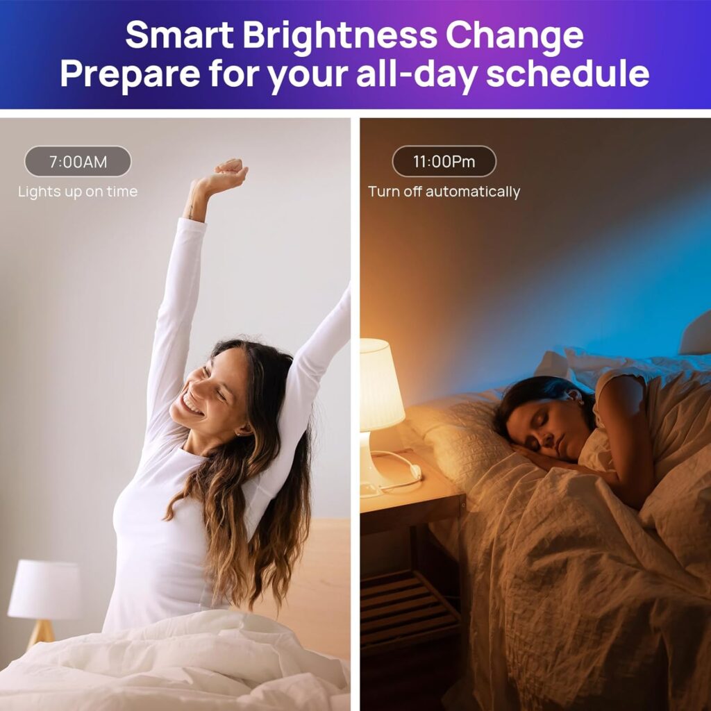 Consciot Smart Light Bulbs, WiFi Bluetooth Color Changing LED Light Bulb, A19 E26 RGBTW Light Bulbs That Works with Alexa/Google Home/Apple Home/Siri, Music Sync, 60W Equivalent Smart Bulb, 6 Pack