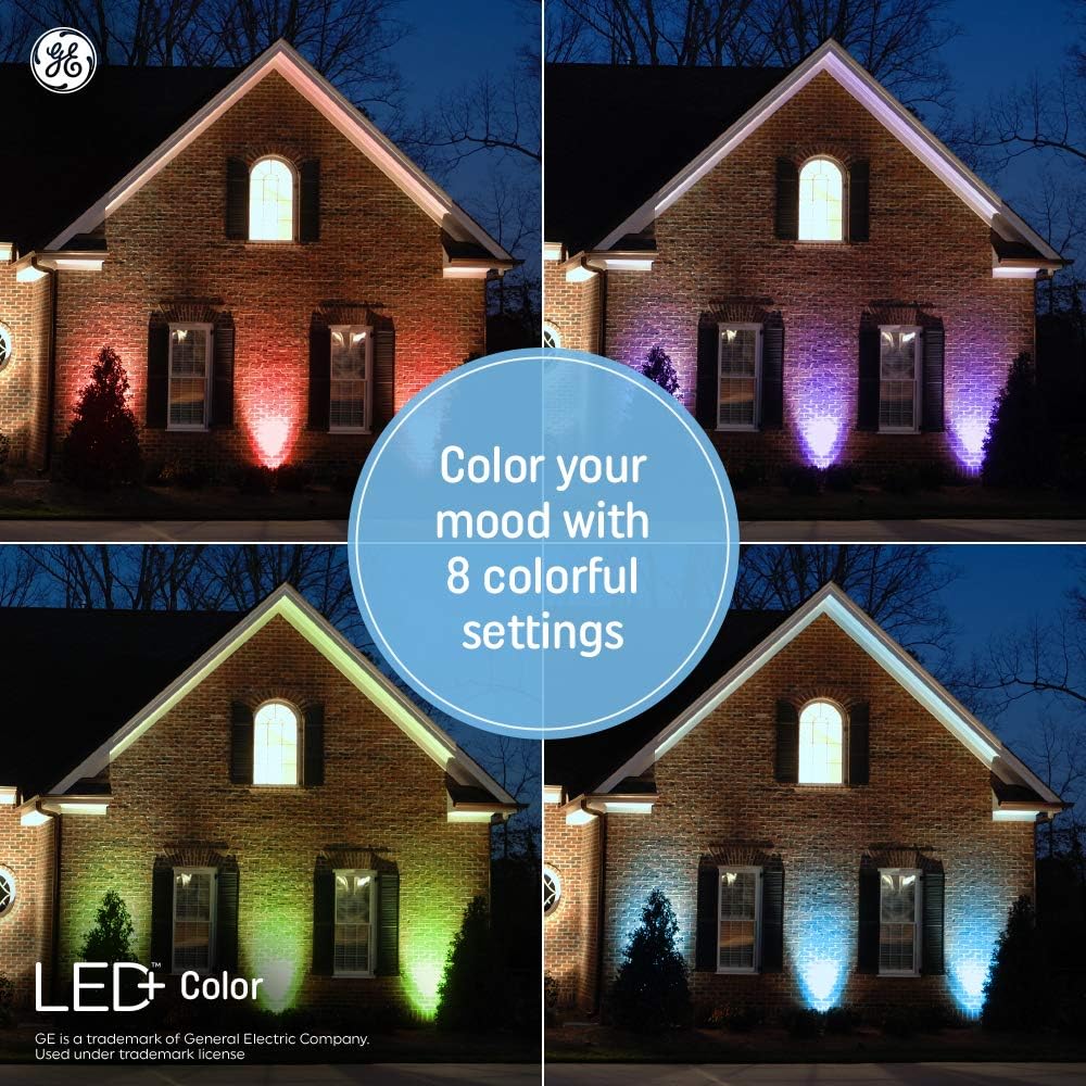 GE LED+ Color Changing LED Light Bulbs with Remote, 15W, No App or Wi-Fi Required, PAR38 Outdoor Floodlights (3 Pack)