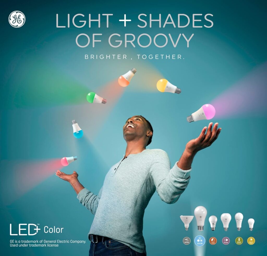 GE LED+ Color Changing LED Light Bulbs with Remote, 9.5W, No App or Wi-Fi Required, A19 (3 Pack)