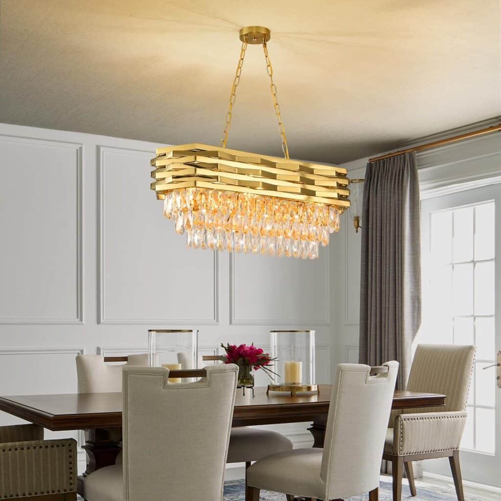 Gold Pendant Light Fixtures Dining Room Chandelier Modern Gold Crystal Chandelier Small Crystal Pendant Lights Kitchen Island entryway Foyer Bedroom Round Ceiling Hanging Light fixtures 1-Light