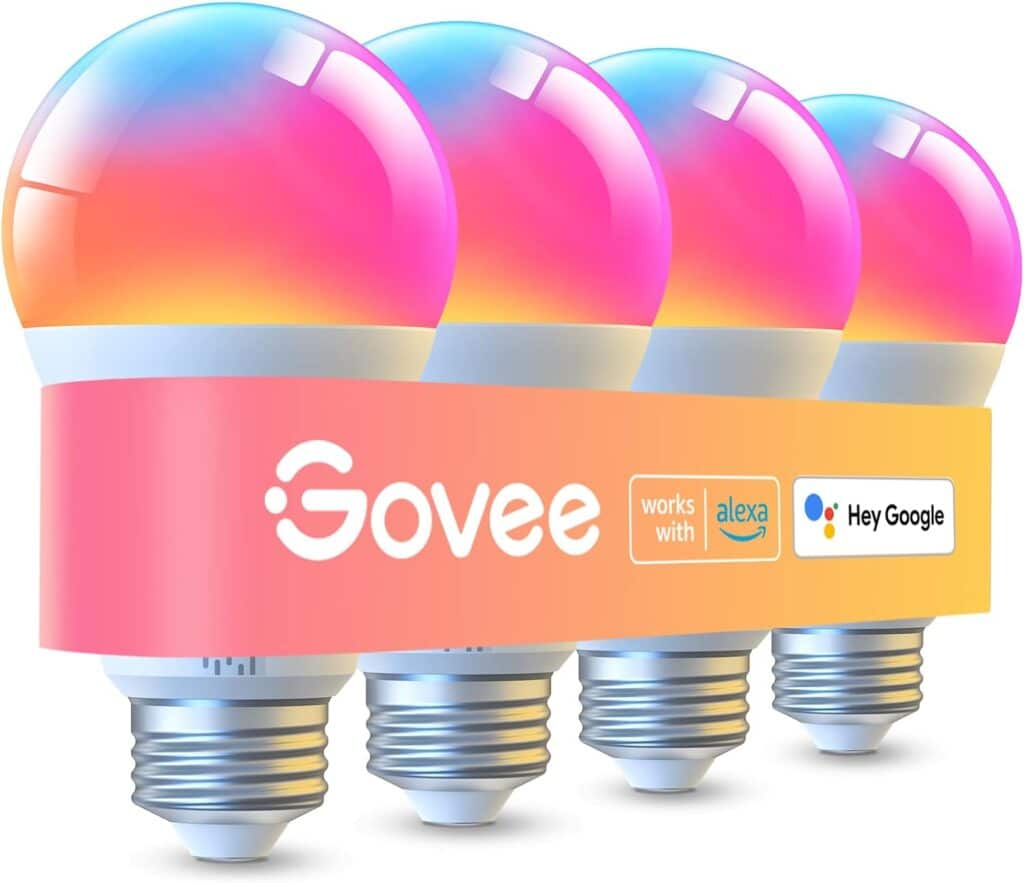 Govee Smart A19 LED Light Bulbs, 1000LM RGBWW Dimmable, Wi-Fi  Bluetooth Color Changing Light Bulbs, Works with Alexa  Google Assistant No Hub Required, 75W Equivalent Smart Bulbs, 4 Pack