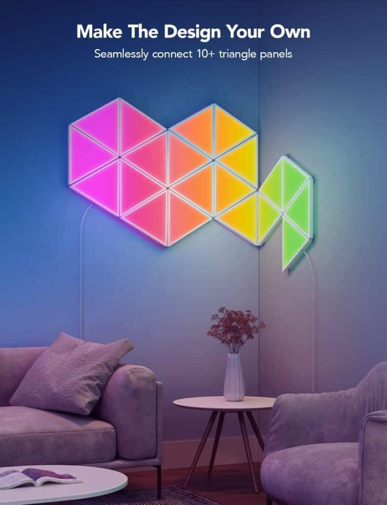 Govee Triangle Light Panels, RGBIC Glide Wall Light, Multicolor Effects, Music Sync, DIY Design, Smart APP Control, Works with Alexa  Google Assistant for Room, Gaming, 10 Pack(Not Support 5G WiFi)