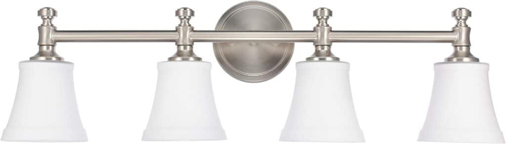 Hanaloa Bathroom Vanity Light Fixtures, Traditional Brushed Nickel 3 Lights Wall Sconce Lighting with Opal Glass Shade, Porch Wall Mount Light Fixture for Bathroom, Mirror Cabinets Hallway Stairs