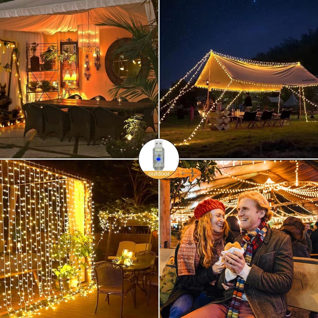 HENABEYTRY Globe String Lights Fairy Lights Plug in 23 ft 50 LED USB Powered Remote Control 8 Modes for Bedroom Balcony Garden Party Christmas Tree Indoor Decoration (Warm White)