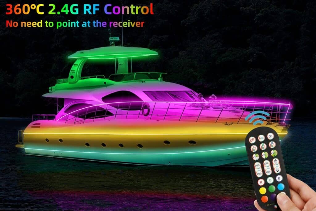 HOKIION 60FT Boat Lights Marine LED Strip Lights, IP66 Waterproof Pontoon Boat Light, 12V RGB Boat Interior Lights, Night Fishing Lights for Jon Boat, Bass Boat, Cabin, Deck, APP/RF Control