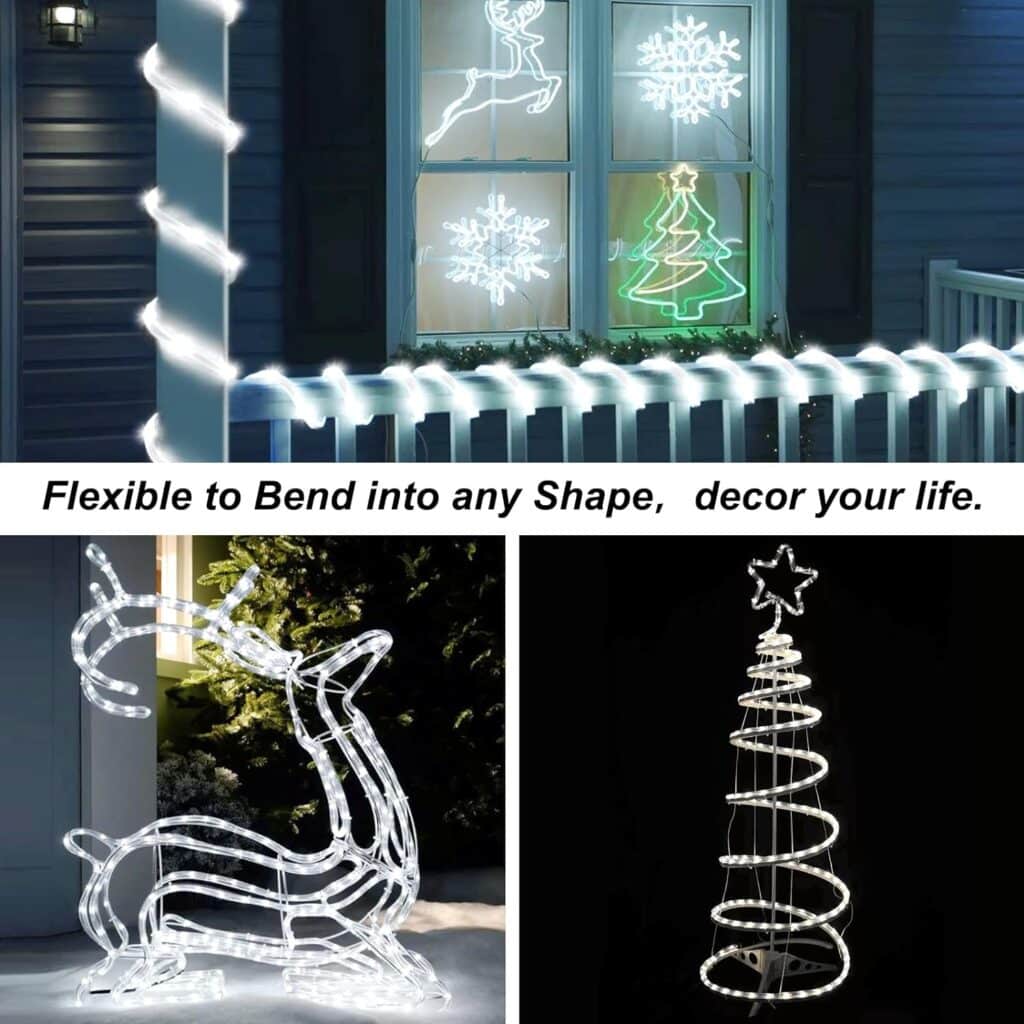 JMEXSUSS 2 Pack Battery Operated Rope Lights Outdoor Waterproof, Total 200LED 66ft 8Mode Battery Christmas Lights Outdoor, Battery Powered String Lights for Trampoline Camping Garden Decor(Multicolor)