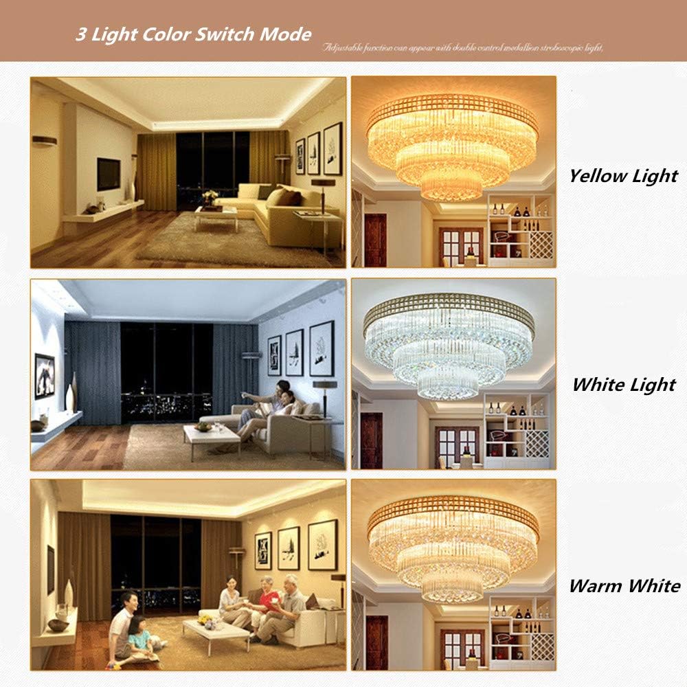 KALRI Modern K9 Crystal Chandelier Flush Mount LED Ceiling Light Fixture Pendant Lamp for Living Room Bar Shop (Dia 23.6)