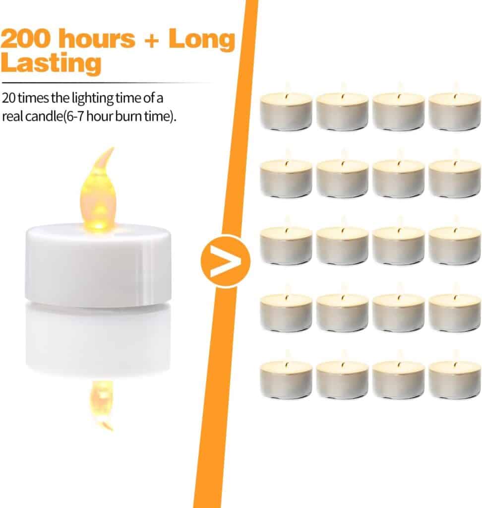 KOABY LED Tea Lights, 12/24/50/100/200/400 Pack Flickering Flameless Tea Lights, Warm White/Warm Yellow, Last 200H+, Battery Operated Tea Lights for Decoration(100 Pack, Warm White)