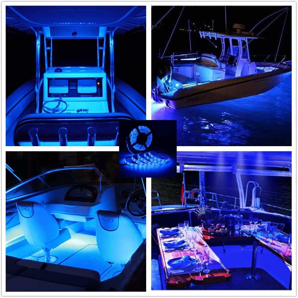 LED Boat Strip Lights, 32.8FT Marine Pontoon Led Lights, Waterproof Boat Interior Light, Under Gunnel Lights, Boat Deck Light, Night Fishing Lights, Good for Pontoon Bass Fishing Yacht Kayak (White)