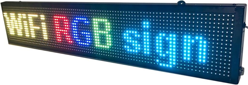 LED display with WiFi+USB, P10 RGB color sign 40 x 8 with high resolution and new SMD technology. Perfect solution for advertising, programmable scrolling sign, message board