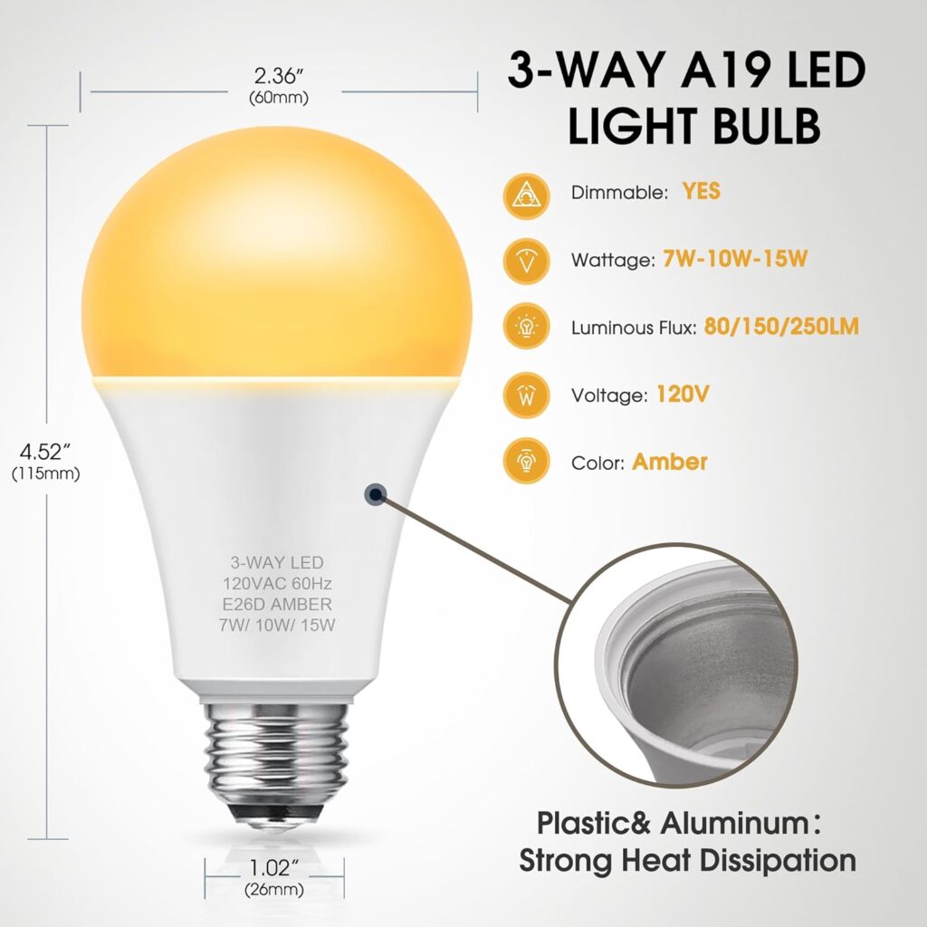 LED Light Bulbs, 𝟑 𝐖𝐚𝐲 𝐋𝐄𝐃 𝐋𝐢𝐠𝐡𝐭 𝐁𝐮𝐥𝐛𝐬 50 100 150W Equivalent, Briignite 3 Way Light Bulbs, Three Way A19 Light Bulbs E26 Medium Base, Daylight White 5000K, 600lm-1200lm-1600lm, 2Pack