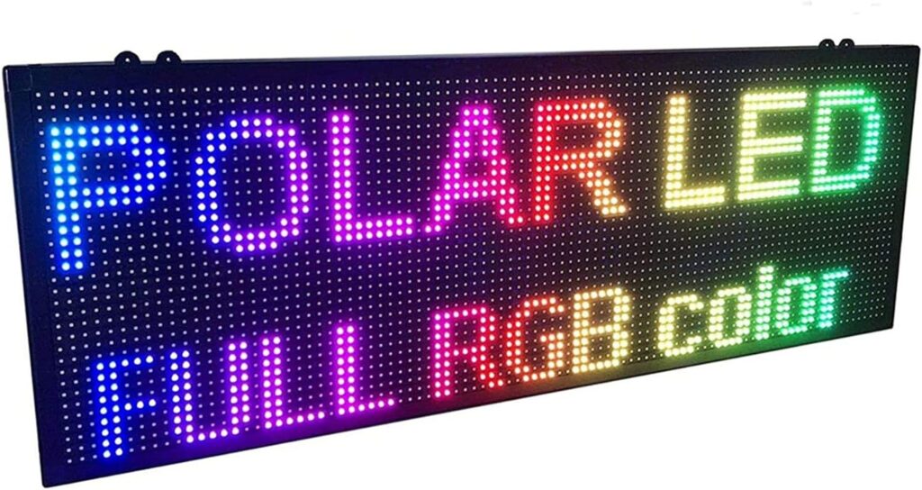 LED sign OUTDOOR 40 x 14 WiFi P10 resolution, full LED RGB color sign with high resolution P10 96x32 dots and new SMD light technology, scrolling display. Perfect solution for advertising, programmable message board